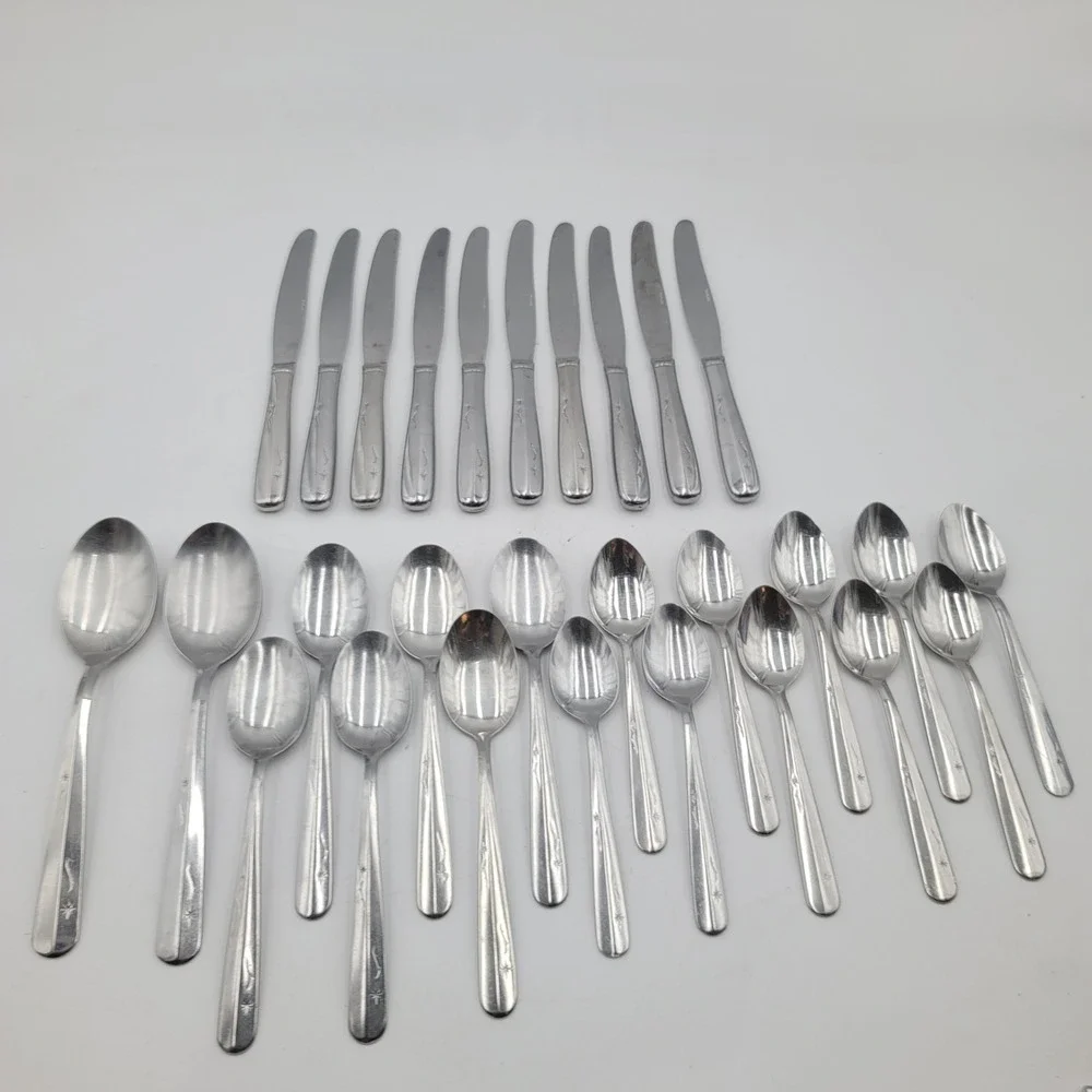 28pc Imperial International Star Time Stainless Flatware Set Atomic Starburst